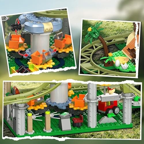 HOGOKIDS Dinosaur Roller Coaster Building Set - 1222PCS Rollercoaster Building Toy with 4 Dinosaur, Off-Road Vehicle, Food Cart, Dinosaur Models Playset Gift for Adults Kids Girls Boys Ages 8-12 Year thumbnail 8