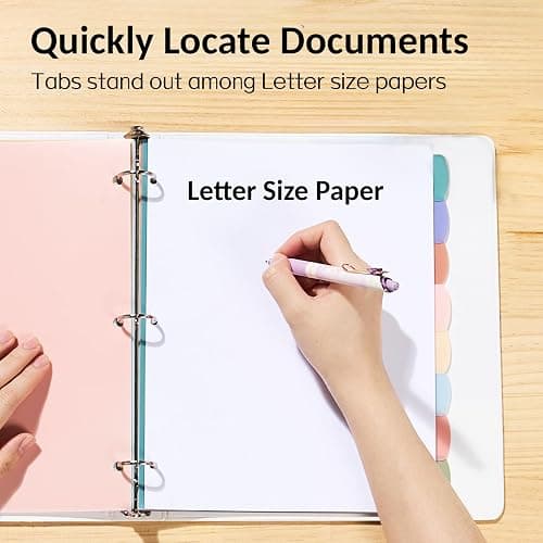 Sooez 8 Tabs Long-Lasting Plastic Write & Erase Large Tabs Dividers for 3 Ring Binder, Aesthetic Cute Pastels Binder Dividers for Student, Teacher, Office, Home Organizers, 1 Set, Pastels Color thumbnail 6