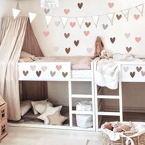 EASYKEENECOM 78 adesivi da parete boho a forma di cuore, decorazione per cameretta dei bambini, soggiorno, camera da letto, PVC, Bohémien thumbnail 4
