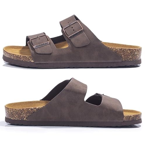 FITORY Mens Sandals,Arch Support Slides Adjustable Buckles Cork Footbed | Genuine Leather Insole,Non-Slip,Open Toe,Double Straps,Casual,Comfortable,Indoor and Outdoor,Beach,Summer,Vacation thumbnail 5
