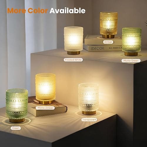 Battery Operated Lamp with Timer, Cordless Table Lamps with LED Warm Bulb | Small Lamp for Bedside, Wireless Lamp for Entryway/Dorm/Office/Patio/Living Room Decor, 2AAA Battery-powered, Transparent thumbnail 5