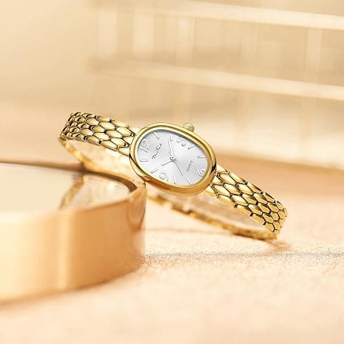 Diaofendi Petite Vintage Oval Gold Women’s Watch, Waterproof Elegant Watch with Japanese Quartz Movement, Adjustable Strap with Tool thumbnail 5