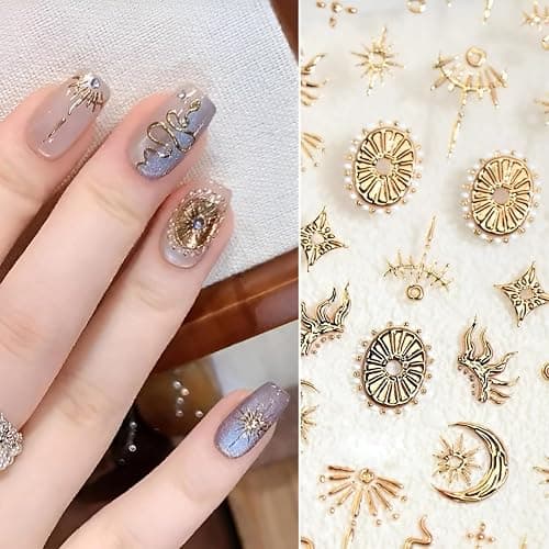 5D Embossed Gold Nail Art Stickers Star Nail Stickers for Nail Art Moon Star Nail Decals Snake Nail Design Gold Nails Supplies for Women Girls DIY Nails Decoration Accessories thumbnail 6