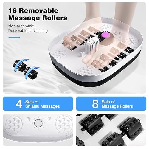 KNQZE Collapsible Foot Spa Bath with Heat, Remote Control, Temperature Control, Bubbles, Pumice Stone, Red Light, Timer, 16 Massage Roller Pedicure Foot Spa Foot Soaker for Soothe & Relax Tired Feet thumbnail 2