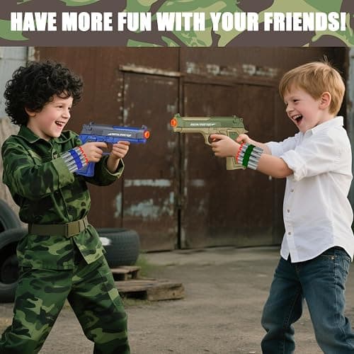 2 Pack Blaster Toy Guns for Boys Fit for Nerf Guns Darts, Small Toys Pistol for Boys Birthday Gifts, for Kids Toddlers Age 6-8 8-12 Year Olds - 16 Refill Foam Darts 2 Wristbands (Blue Green) thumbnail 6