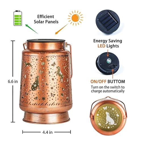 Dog Solar Lanterns Outdoor Waterproof Hanging Solar Lights Dog Gifts for Women Men Metal Decorative LED Lanterns for Yard, Patio, Lawn, Tabletop, Pathway, Landscape, Garden Decor, Dog Lovers Gifts thumbnail 6