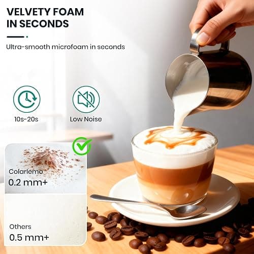 Colarlemo Milk Frother Handheld Rechargeable, Frother Wand Drink Mixer Electric Whisk for Coffee, Detachable With 3 Stainless Whisks, Hand Mixer for Lattes, Cappuccino, Matcha, Egg, No Stand,Black thumbnail 3
