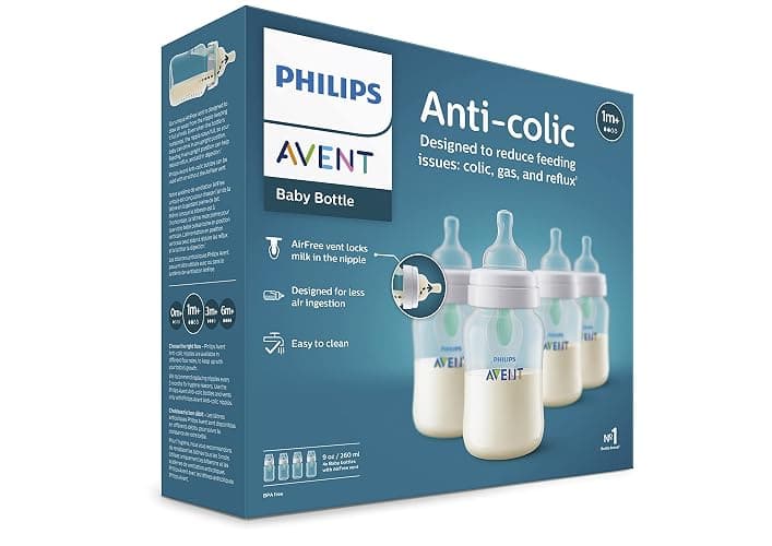 Philips Avent Anti-Colic Baby Bottle with AirFree Vent, Medium Flow, 9 oz | AirFree Vent Bottle for Colic, Gas & Reflux Concerns, Flow 2 for Growing Babies, Easy to Clean and Assemble, BPA-Free thumbnail 10