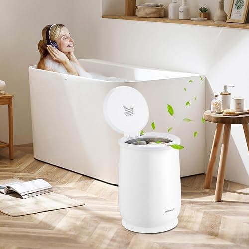 COSTWAY Towel Warmer for Bathroom, 21L Large Towel Warmer with Flip-top Lid, Child Safety Lock, 1H Auto Shut Off, for Towels, 45” x 70” Bathrobes, Blankets (White, 13" x 18.5") thumbnail 8