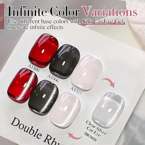 Double Rhythm 0.5 OZ Cat Eye Gel Polish with Magnet 15ML Holographic Glitter Shimmer Translucent Jelly Color Magnetic Polish Salon DIY at Home (Silver-MC1019) thumbnail 8