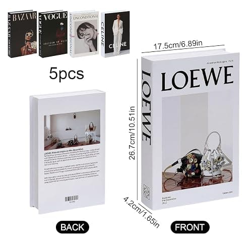 5 PCS Decorative Fake Books Set, Fashion Hardcover Display Books for Home Décor - Foldable Faux Book for Coffee Table, Bookshelf, Office - Stacked Modern Decorative Book Set (B) thumbnail 6