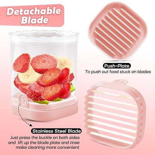 Creative Strawberry & Fruit Slicer - Detachable Cutter with Push Plate (Pink) thumbnail 4