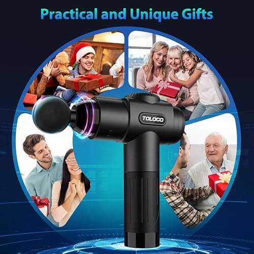 TOLOCO Massage Gun, Deep Tissue Back Massage for Athletes for Pain Relief, Percussion Massager with 10 Massages Heads & Silent Brushless Motor, Christmas Gifts for Women, Men, Black thumbnail 8