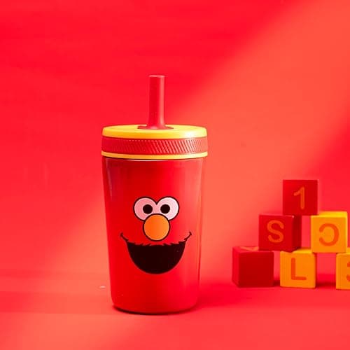 Zak Designs Sesame Street Kelso Toddler Cups For Travel or At Home, 12oz Vacuum Insulated Stainless Steel Sippy Cup With Leak-Proof Design is Perfect For Kids (Elmo) thumbnail 4