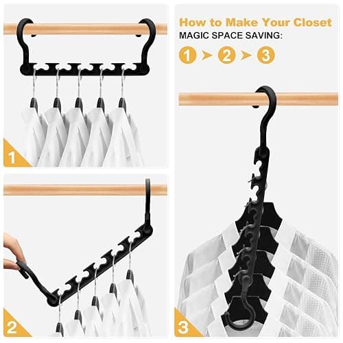 24-Pack-Closet-Organizers-and-Storage,Closet-Organizer-Hangers 5 Holes Hangers-Space-Saving for Heavy Clothes Wardrobe Closets,Dorm-Room-Essentials thumbnail 4
