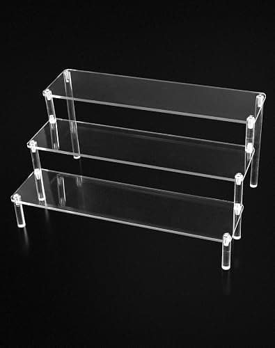 QWORK® Présentoir Acrylique à 3 Niveaux, 4mm d'épaisseur, 30x21x15cm - Présentoir Acrylique Transparent pour Figurines, Bijoux, Cupcake, Rouge à Lèvres, Vernis à Ongles, Épices thumbnail 3