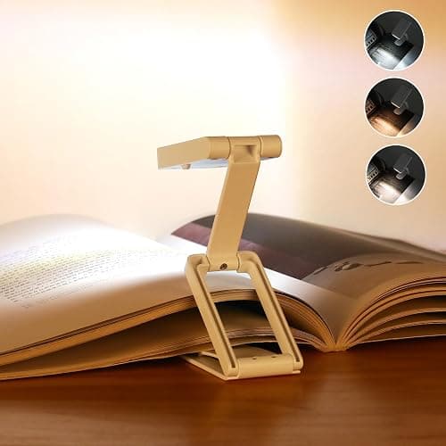 ZKLiLi Book Light Clip on Reading Light for Bed, USB Rechargeable Book lamp, Book Gifts for Women Men, Portable 3 Color Dimmable LED Small Book Accessories for Reading Lovers (Book Light) thumbnail 2