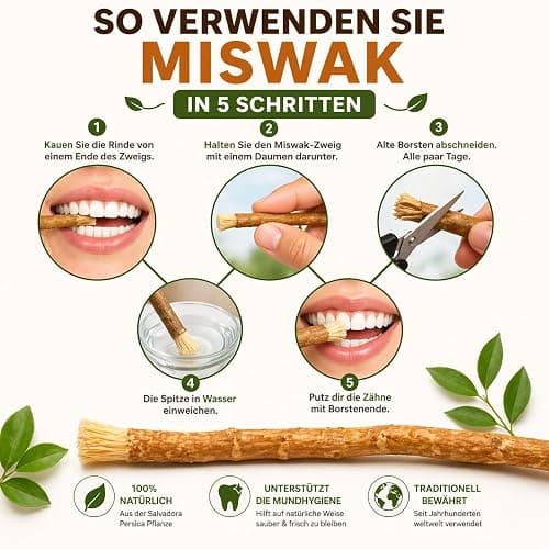 IDOBY Miswak - Lot de 10 brosses à dents traditionnelles en bois de Siwak - 100 % naturel - Racine de miswak - Nettoie et éclaircit - Respectueux de l'environnement et durable thumbnail 6