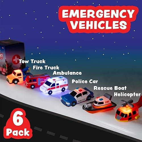 Tub Works® Emergency™ Cars Light Up Bath Toys, 6 Pack | Water-Activated Light Up Toys Flash & Change Color | Soft, Squeezable Baby & Toddler Bath Toys | Sensory Toys with Bath Lights for Kids Bath thumbnail 3