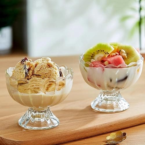 Vintage Glass Dessert Bowls, Ice Cream cups, 5oz Dessert cups, for Sundae, Fruit, Ice Cream, Pudding, small snacks,Condiment (12) thumbnail 6