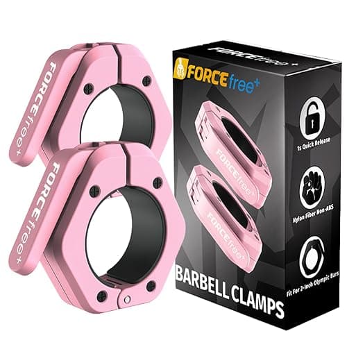 Forcefree+ Barbell Clips (Pair), Barbell Clamps, Quick Release Olympic Barbell Clamps with Anti Slip TPR Grip, Barbell Collars for Secure Weightlifting & Powerlifting - Image 1