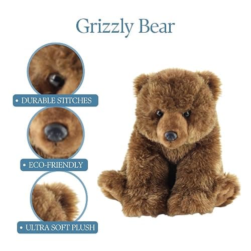 The Petting Zoo Grizzly Bear Stuffed Animal Plushie, Gifts for Kids, Wild Onez Animals, Bear Plush Toy, 12 inches thumbnail 6