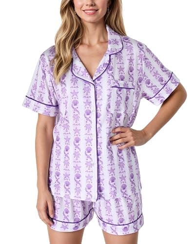 Pajamas for Womens Set Summer 2 Pece Pjs Matching Shorts Set Loungewear Palm Sleepwear for Beach Vacation, Holiday - Image 1