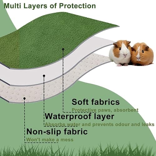 FULUE 2 Pack Guinea Pig Bedding Fleece Cage Liner 48x24 for Midwest Guinea Pig Cage Amazon Guinea Pig cage Accessories Rabbit Playpen 48" L x 48" W (2PCS) thumbnail 2