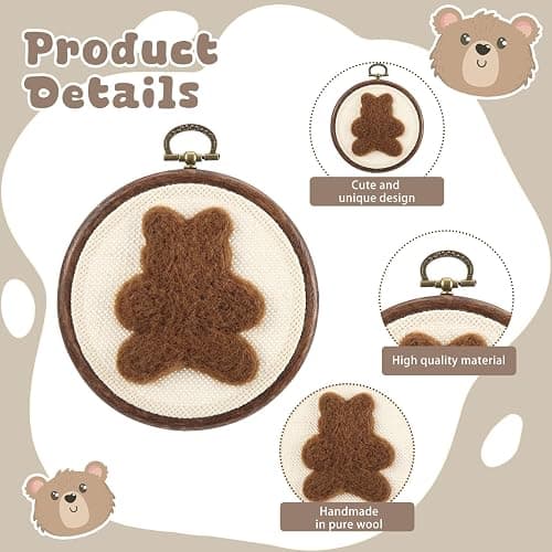 Chunful Felted Bear Nursery Wall Decor Cute Wall Art Decorative Artwork for Nursery Themes Bathroom Living Room Classroom Home Decoration thumbnail 4