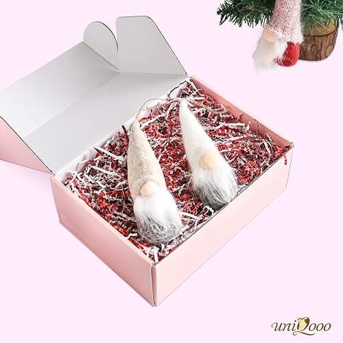 UNIQOOO 1/2 LB Metallic Red White Crinkle Cut Paper, Candy Cane Shredded Filler, Christmas Peppermint Zig Fill Raffia Tissue, Strands Shred Craft Bedding Cushion,Wedding Birthday Gift Boxes Bag Retail thumbnail 7