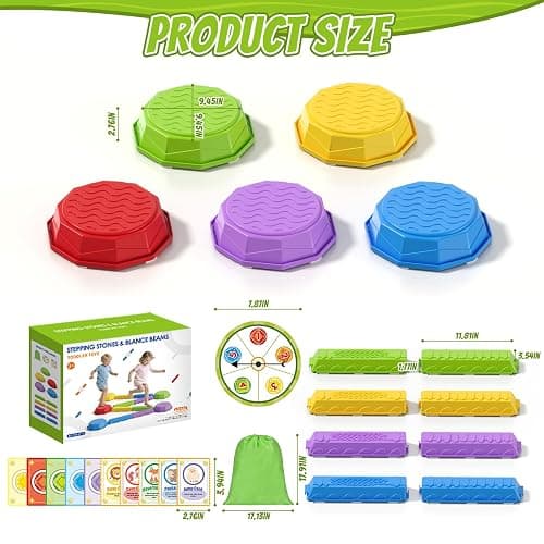 HYES Balance Beams Stepping Stones for Kids, Obstacle Courses Sensory Toys for Toddlers, Non-slip Jumping Step Stones Balance Beam Indoor & Outdoor Play Games Birthday Gifts for Boys Girls 3-5 thumbnail 8
