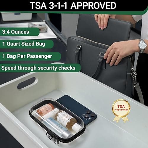 6 Pack Black Clear Hard Shell Beauty Organizer (2M+4S), 1.2mm Heavy Duty Crush-Proof Cosmetic Case, Reinforced YKK Zippers, Stadium Approved Security Bag for Skincare & Electronics, Multi-Size Set thumbnail 7