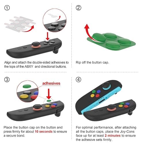 PlayVital Button Caps + Thumb Grip Set for Nintendo Switch 2, 8 Silicone Colorful ABXY Directional Button Covers & 4 Joystick Caps for Joycon - White & Pink & Antique Yellow & Matcha Green thumbnail 4