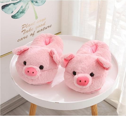 Cute Pig Cartoon Animal Home Furry Slippers - Women's Warm Winter Slippers thumbnail 2
