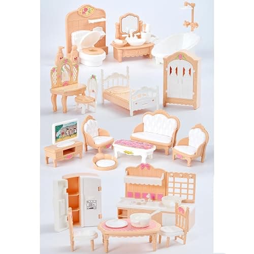 35 Pcs Dollhouse Furniture Accessories Set Mini House Furniture Small Dollhouse Miniature Furniture Play House Accessories 1:12 Tiny Kitchen Bedroom LivingRoom Bathroom Boy Girl Toddler3Y+ - Image 1