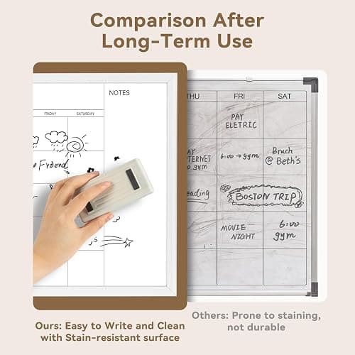 VUSIGN Magnetic Dry Erase Calendar White Board for Wall, 30"x20" Calendar Whiteboard, White Wood Style Frame, Includes 2 Magnets and 5 Markers thumbnail 5