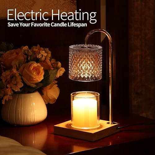 Candle Warmer Lamp, Candle Lamp Wax Warmer, Timer & Dimmer 7-Levels, Fits Cup Jar Candle, Top Melting, Crystal Heater Lamp for Scented Wax, Elegant Home Decor, Clear Glass thumbnail 3