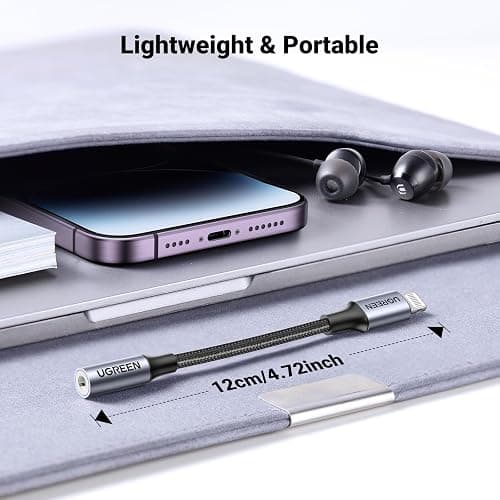 UGREEN Headphone Adapter for iPhone Lightning to 3.5mm Adapter Apple MFi Certified Lightning Aux Audio Jack Dongle Compatible with iPhone 14 Pro Max/14 Plus/13 12 11 Pro Max/SE/XS, Grey thumbnail 7