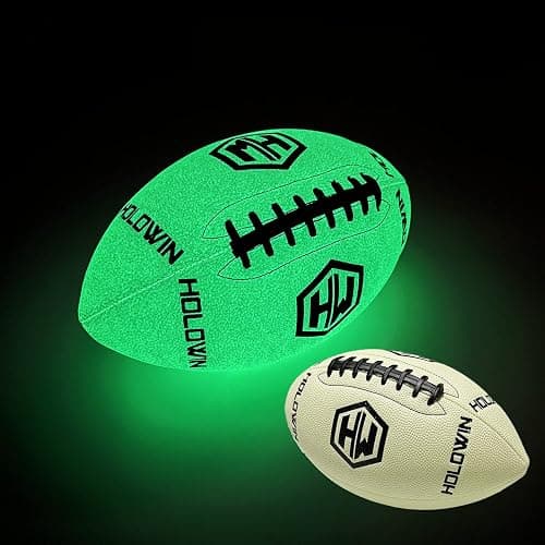 HW HOLOWIN Holographic Luminous Light Up Reflective Football for Night Games & Training, Glowing in The Dark, Great American Football Toy Gifts for Boys, Kids, Men - Image 1