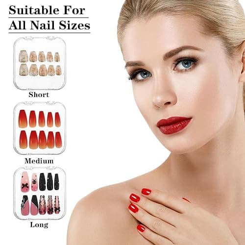 Clear Nail Storage Box Set, 6PCS Press on Nail Organizer with 30PCS Double-Sided Tape, Transparent Acrylic Nail Display Case for Nail Art, Home Salon Use thumbnail 6