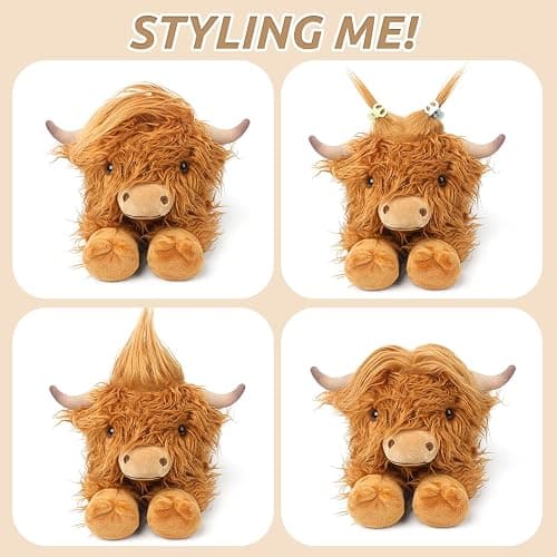 Highland Cow Stuffed Animals, Microwavable Stuffed Animals Heating Pad for Cramps, Pain Stress Relief, Heatable & Coolable Lavender Scented Cow Plush Toy for Anxiety, Women Kid Bedtime Highland Cattle - A-Highland Cow -1 thumbnail 7