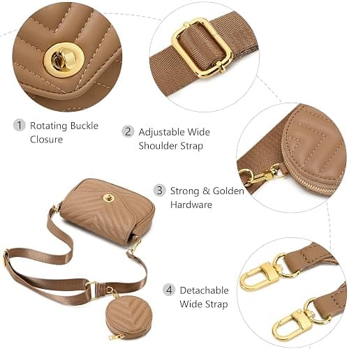 JEEHAN Quilted Crossbody Bags for women Designer Shoulder Handbags Small Purse thumbnail 5