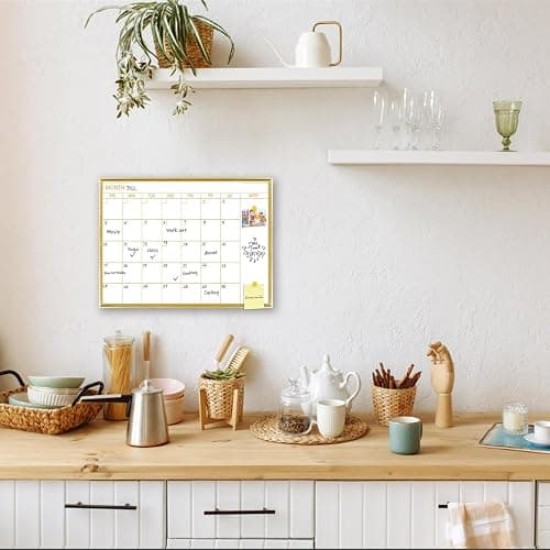 Golden Monthly Dry Erase Calendar Whiteboard for wall-16"X12" Portable Aluminum Frame,Magnetic Calendar White Board,Wall Planner Dry Erase Board for Office, Kitchen, School, Home-GG thumbnail 6