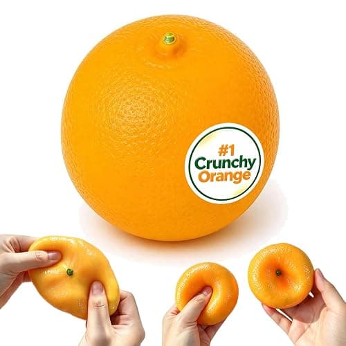 Crunchy Orange Squishy Asmr Bead Filled, Slow Rising Squeeze Fidget Toy | Realistic Fruit Squeeze Ball with Crunch Sound, Durable Portable Slow Rebound Calming Tool for Kids Adults - Image 1