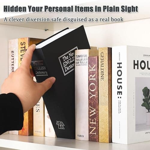 KYODOLED Diversion Book Safe with Combination Lock, Secret Hidden Metal Lock Box,Money Hiding Collection Box,9.5" x 6.2" x 2 .2" Black Large thumbnail 3