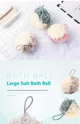 Luffa Loofah Sponge Shower Loofahs Shower Bath Sponges Exfoliating Mesh Pouf Mesh Balls 4 Pack for Body Wash 4.72in thumbnail 5
