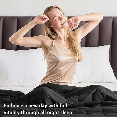 yescool Weighted Blanket for Adults (20 lbs, 60" x 80", Black) Cooling Heavy Blanket for Sleeping Perfect for 190-210 lbs, Queen Size Breathable Blanket with Premium Glass Bead, Machine Washable thumbnail 5