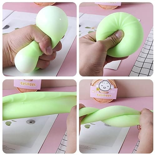 MEIEST 5 PCS Colorful Dumpling Stress Balls Fidget Sensory Toy,Squeeze Dough Ball Stress Relief Hand Toy,Bun with Food Steamer Stretchy Desk Toys thumbnail 5
