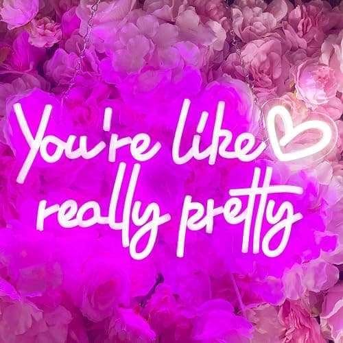 KUUNEON You're Like Really Pretty Neon Sign Wall Decor for Bedroom/Girls Room/Salon/Party/Present - 16"x8" Purple Your Like Really Pretty LED Sign Light for Women, Heart Design & 100,000H Lifespan thumbnail 8