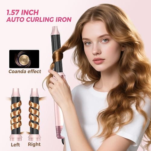 Atopskins 5 in 1 Hair Dryer Brush Set, Hot Air Styler, Detachable Blow Dryer Brush, 3 Heat Settings Auto Curling Wrap Styler, Ionic Hair Styling Tools, Straight Curl Dry Volumiz Smooth (Pink) thumbnail 2